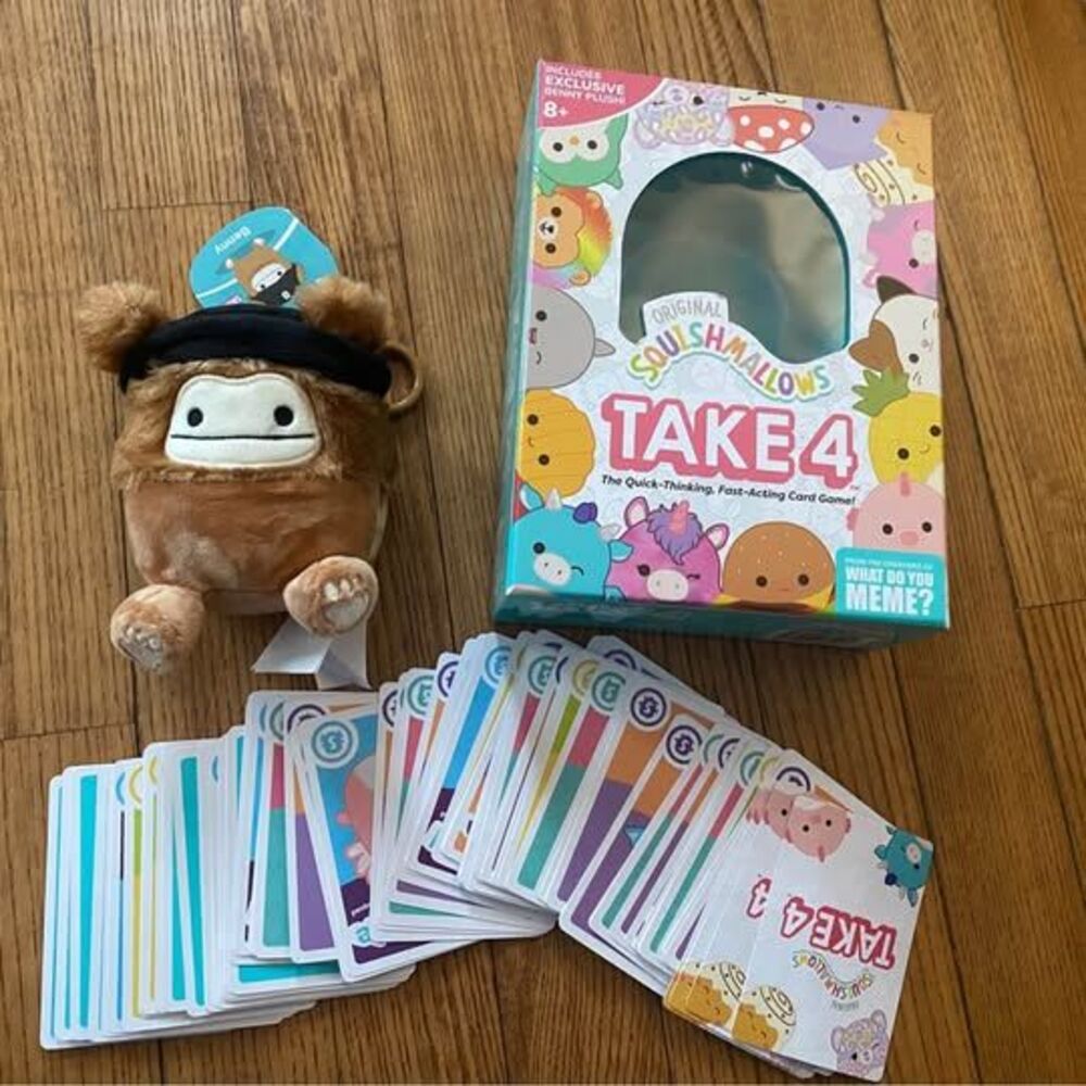 EUC Take 4 Yeti Squishmallow Kids card game by "What do you Meme"